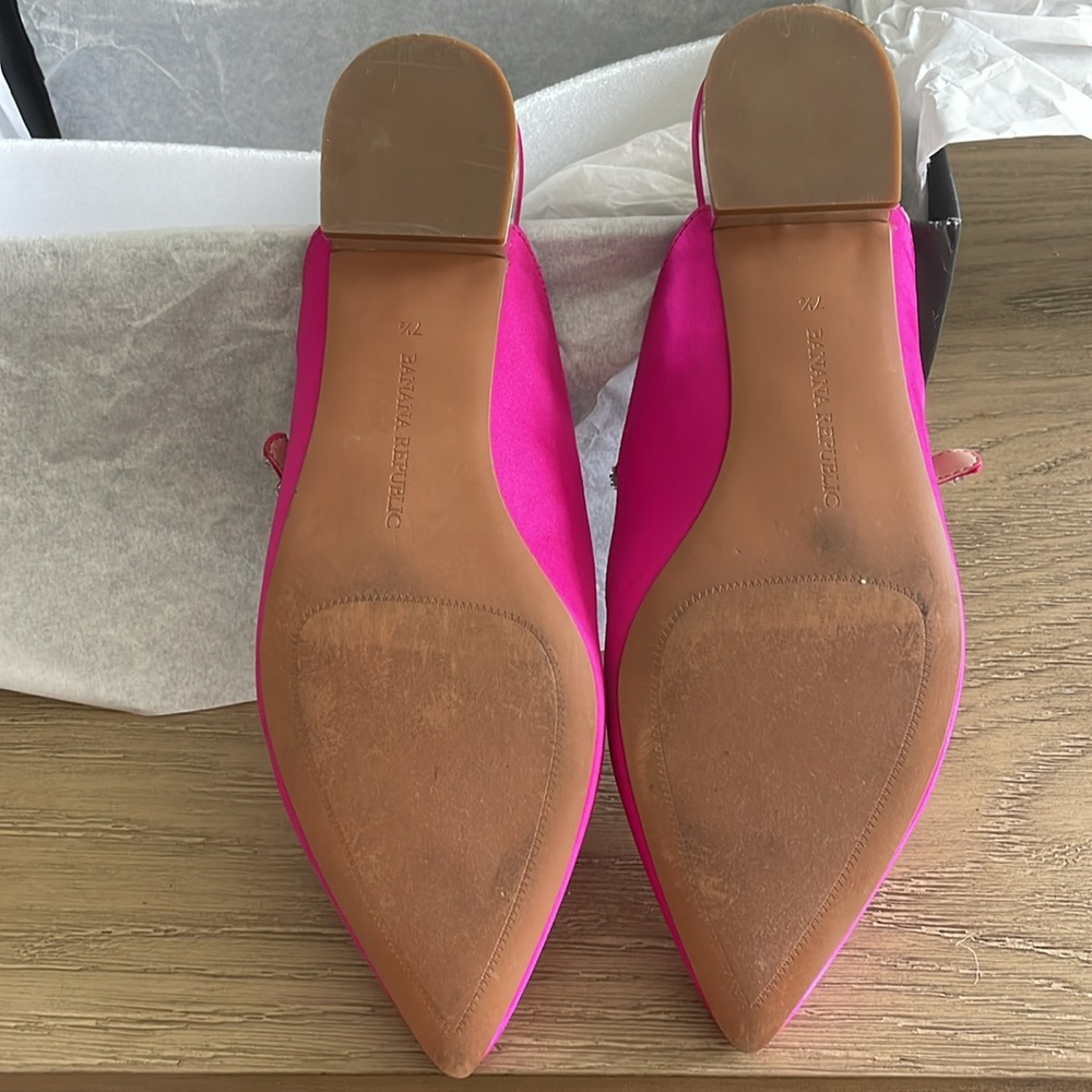 Banana Republic Pink Satin Embellished Strap Mule - Like New In Box - Picture 9 of 17